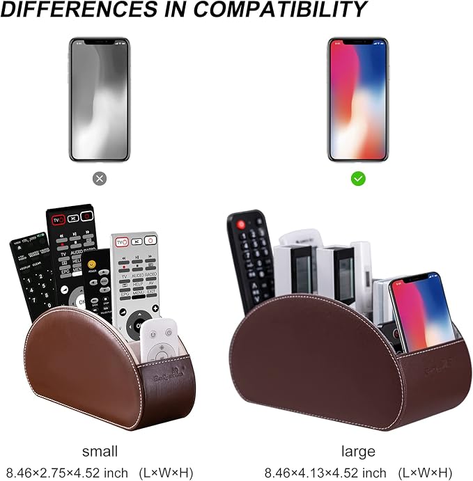 Wide Remote Control Holder, PU Leather Organizer Box - Image 8
