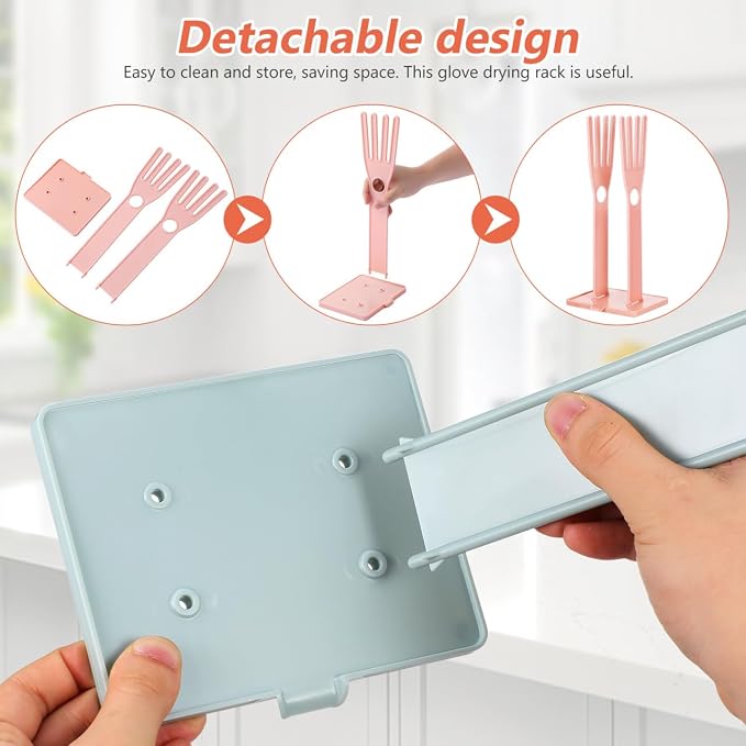 Hemobllo 2-Pack Kitchen Glove Drying Rack 13.38X5.90X4.72In Detachable - Image 6