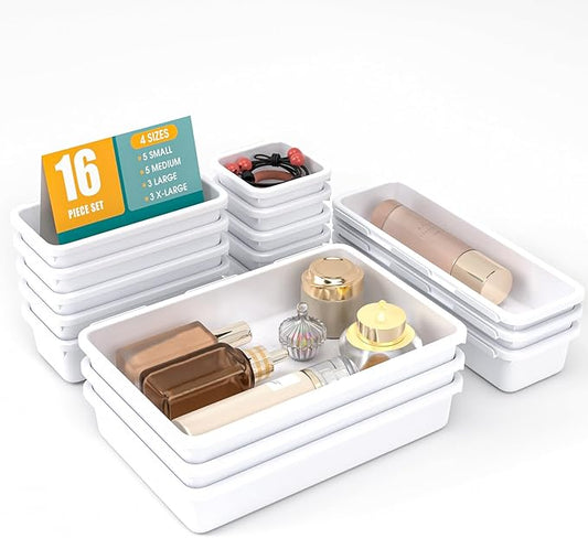 16 PCS Drawer Organizer Set, 4 Size Makeup Drawer Divider Organizer by StoreHappily