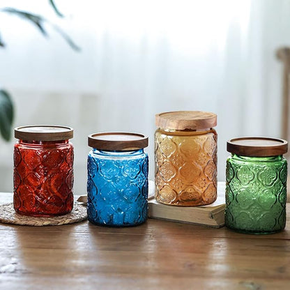 Vintage Glass Storage Jar with Solid Wood Lid - Image 3