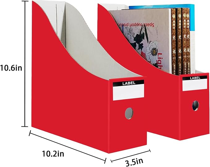 Limitliho 2 Pack Red Cardboard Magazine File Holder - Image 6