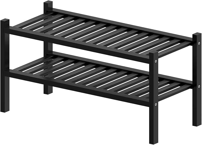 2 Tier Bamboo Shoe Rack for Closet Free Standing Wood Shoe Shelf for Entryway - Image 7