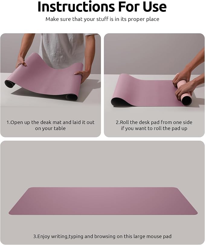 YSAGi Desk Mat, Dual-Sided Desk Pad, 31.5" x 15.7" Laptop Leather Desk Pad - Image 9