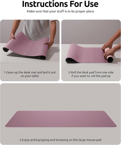 YSAGi Desk Mat, Dual-Sided Desk Pad, 31.5" x 15.7" Laptop Leather Desk Pad - Image 9