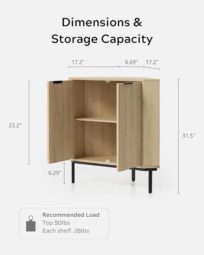 Fluted Corner Cabinet, Modern Small Corner Floor Cabinet - Image 2