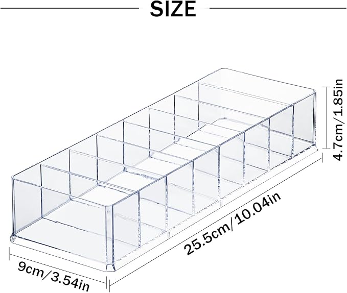 Acrylic Makeup Brush Organizers, 8 Section 8 Compartments Transparent Plastic - Image 2