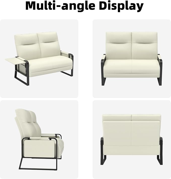 Faux Leather Loveseat, Upholstered Loveseat - Image 9