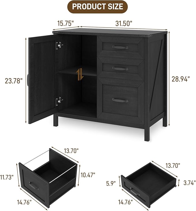 3 Drawers Farmhouse File Cabinet - Image 2