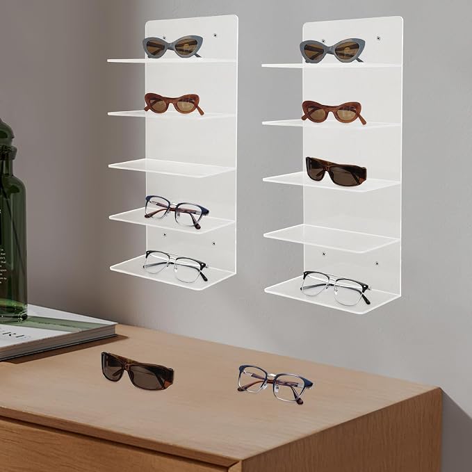 JOMCYDM 2PCS Sunglasses Holder Rack, 5 Tier Eye Glasses Shelf, Optometry Stores by Unknown