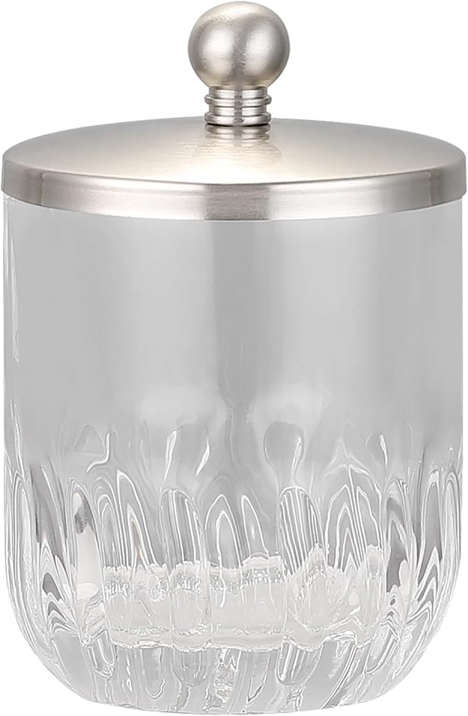 Glass Jar with Metal Lid for Bathroom Organization, Q Tips, and Small by IndecorHome