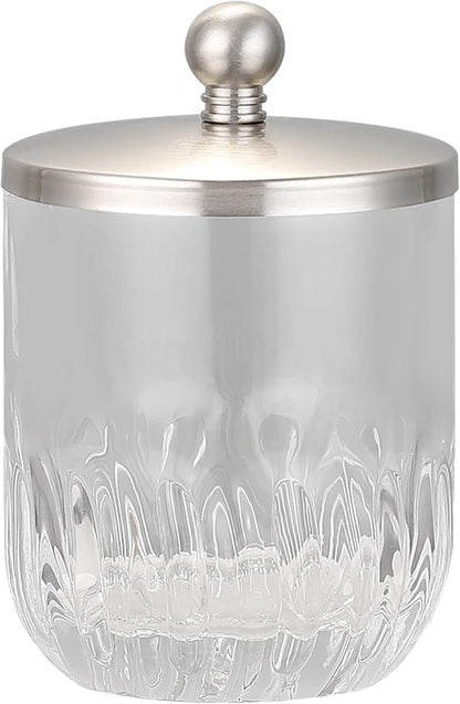 Glass Jar with Metal Lid for Bathroom Organization, Q Tips, and Small by IndecorHome