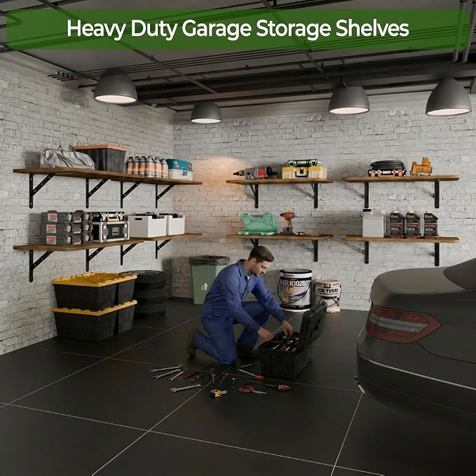 Dogsky 2-Pack Garage Storage Shelving Wall Mounted, 3x2Ft Heavy Duty Wood - Image 4