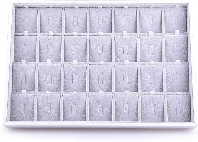 Oirlv Velvet Stackable Jewelry Tray Display Organizer, 28 Region Ring | - Image 3