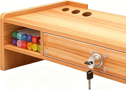 Desktop Computer Elevated Stand 48.8x20x10.5cm, Wooden Monitor Riser - Image 9