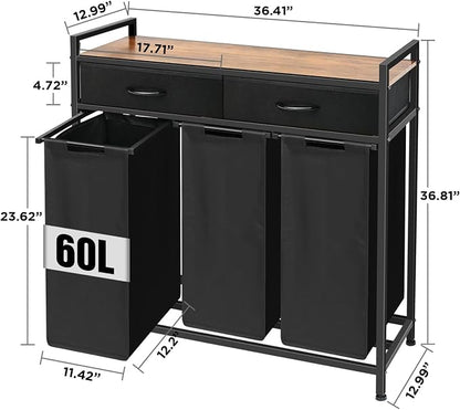 Laundry Sorter 3 Section, 180L Laundry Hamper Basket - Image 8
