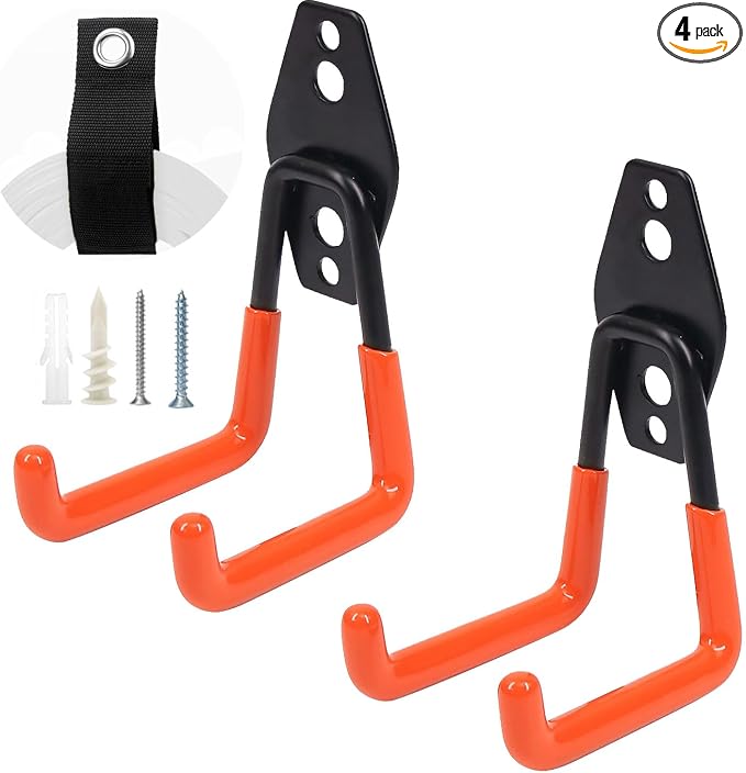 Heavy Duty Garage Storage Hooks, 4 Pack Utility Steel Garage Tool Organizer by Unknown