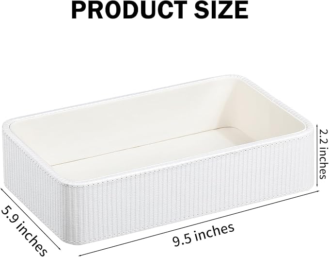 PU Leather Valet Tray Organizer, Small Nightstand Organizer Bedside Desktop - Image 7