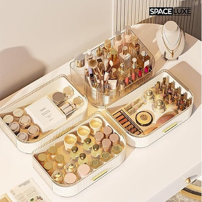 Makeup Organizer with Drawers and 360° Rotating Brush Holder, Large Capacity - Image 4