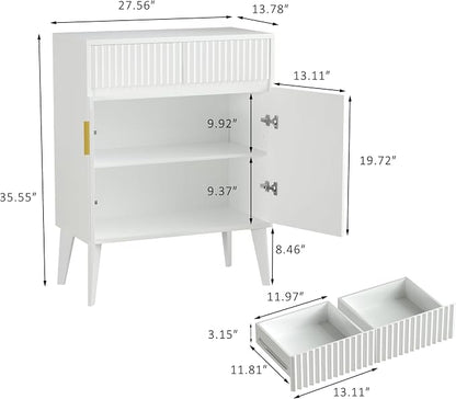Sideboard Storage Cabinet with 2 Drawers & 2 Doors, Fluted Kitchen Buffet - Image 3