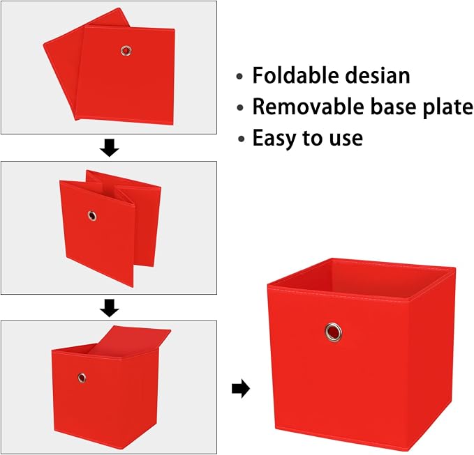 Foldable Storage Cubes Bins, 11 Inch Cloth Storage Cube Fabric Storage Box - Image 6