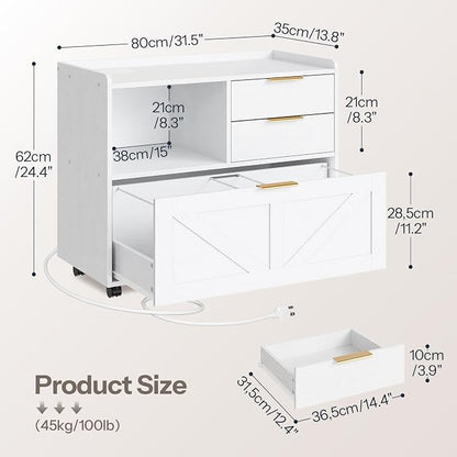 HOOBRO Lateral File Cabinet, Wooden Office Storage Drawers - Image 3