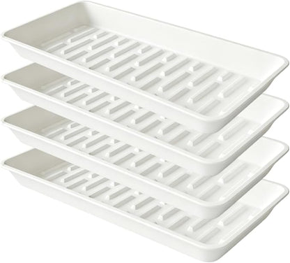 4 Pack Rectangular Plant Saucer 16 Inch, Heavy Duty Plastic Drip Trays by Afrine