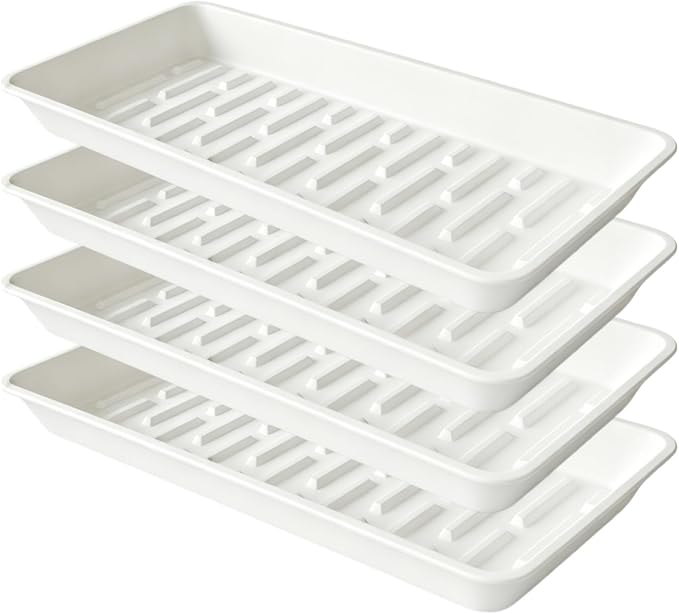 4 Pack Plastic Plant Tray Saucer Rectangular 17 18 Inch, Planter Trays Saucers by Afrine