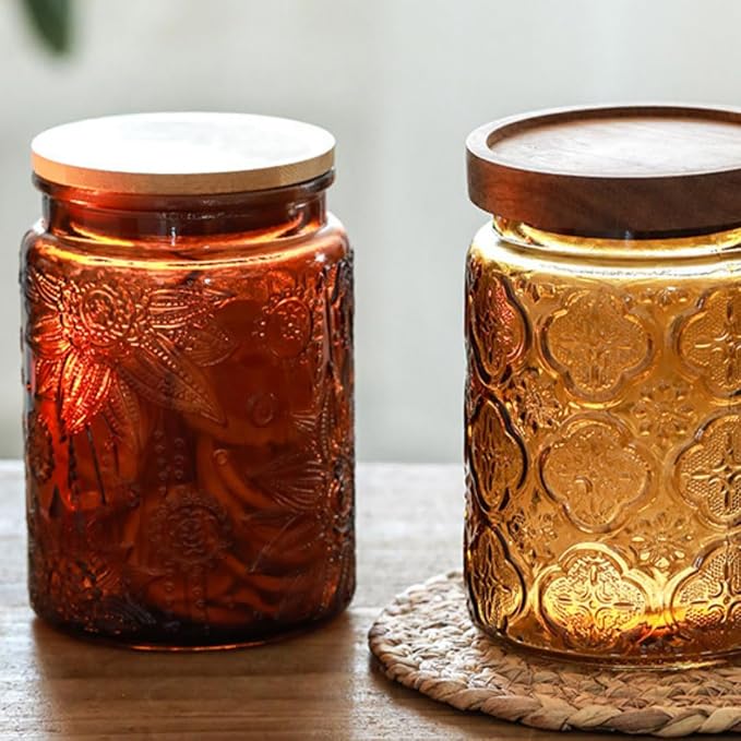 ANSQU Vintage Glass Kitchen Storage Counter Jar, Candy Jars - Image 5