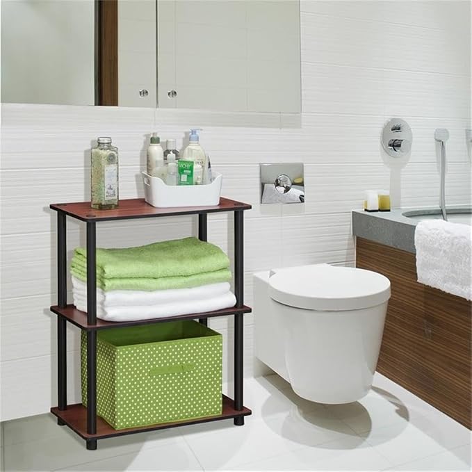 Furinno TURN-N-TUBE Storage Shelves, 3-Tier Book Shelf, Corner Shelf, Toolless - Image 2