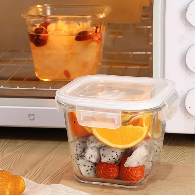 H.JSS WDJS 4 Cup Square Glass Food Storage Container - Image 12