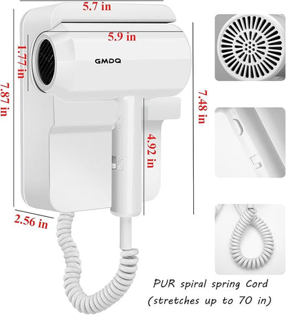 Hotel Wall Mounted Hair Dryer for Bathroom, Restroom Professional Blow Dryer - Image 7