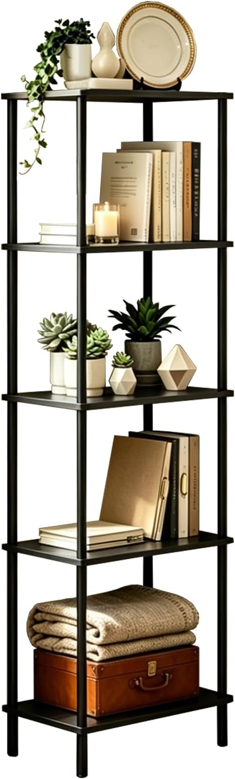 5 Tier Corner Bookshelf, Wooden Standing Shelf Unit by Unknown