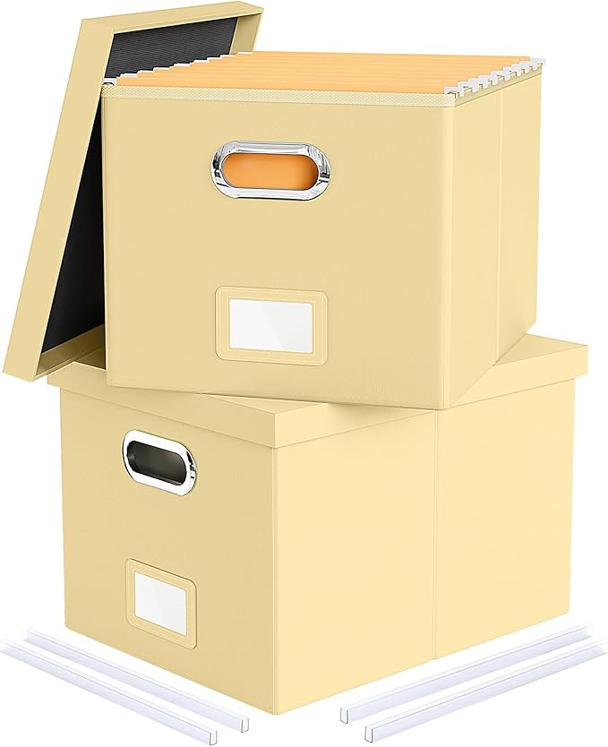 2 Pack File Storage Organizer Box, Portable Document Box by Oterri