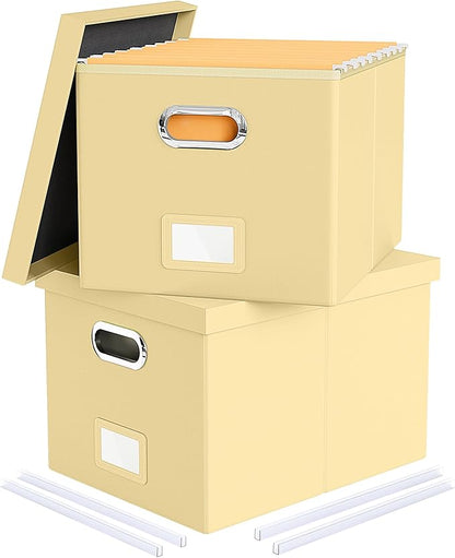 2 Pack File Storage Organizer Box, Portable Document Box by Oterri