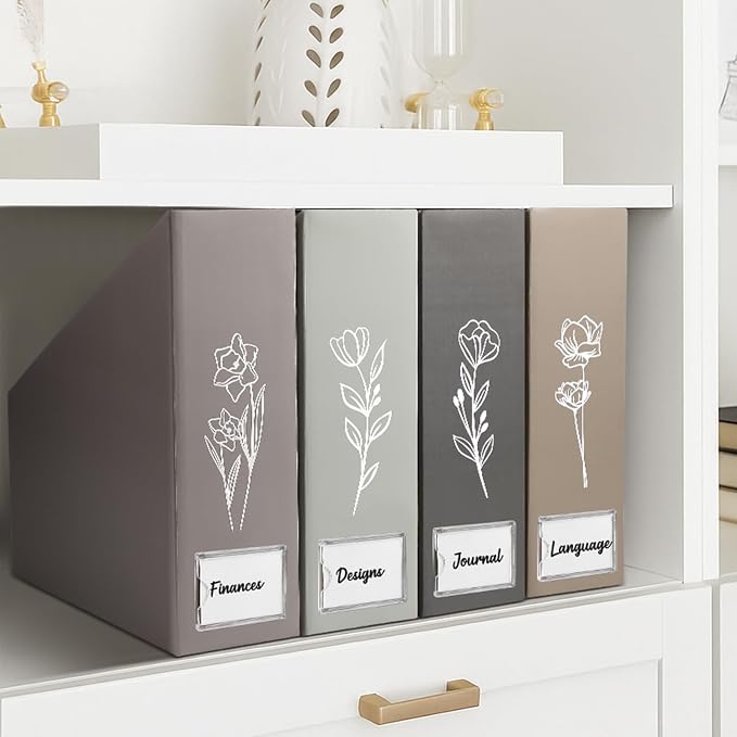 Boho Floral Magazine File Holder Decorative Set of 4 | Foldable Magazine - Image 5