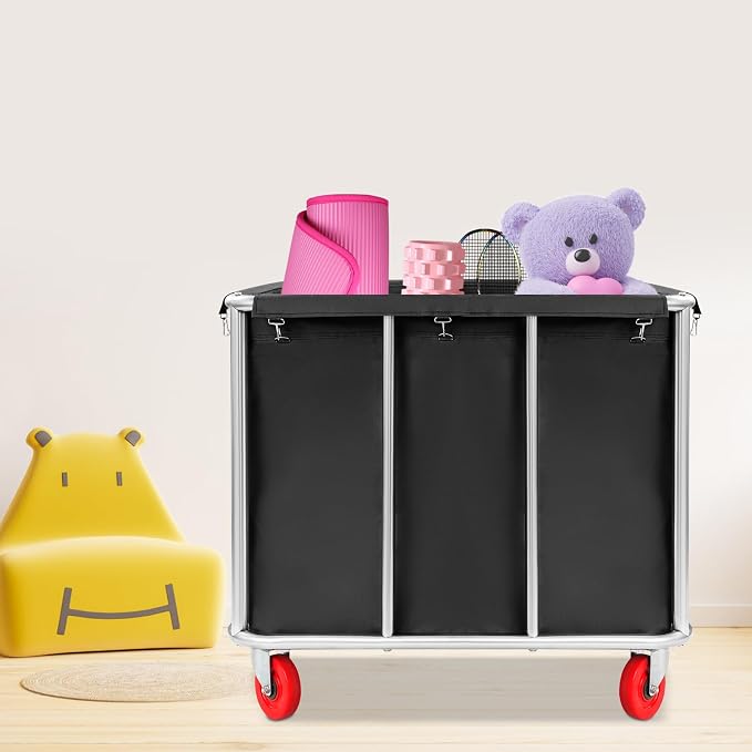 Commercial Laundry Cart with Wheels, Laundry Hamper Cart, Heavy Duty Rolling - Image 9