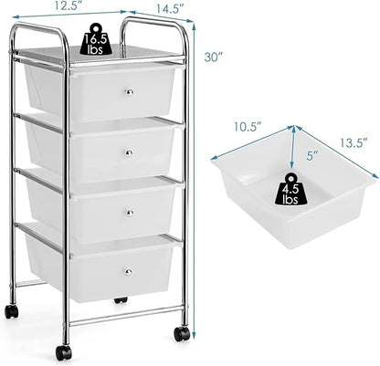 Giantex Rolling Cart with Drawers, Craft Organizer with Wheels, 4 Drawer - Image 3