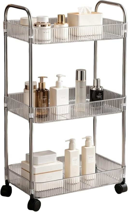 Sooyee Clear 3-Tier Plastic Rolling Utility Cart by Sooyee