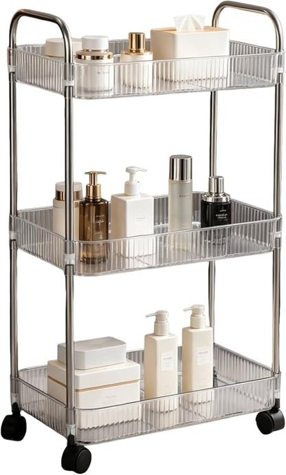 Sooyee Clear 3-Tier Plastic Rolling Utility Cart by Sooyee