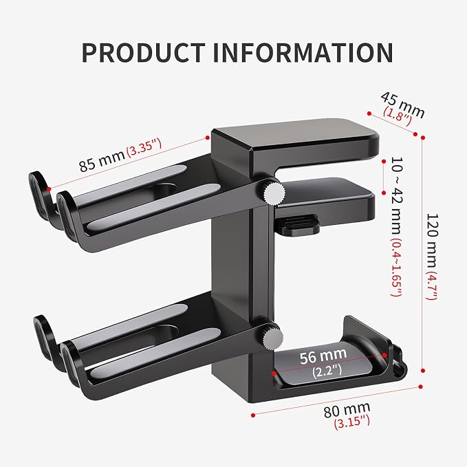 Adjustable Headphone Stand Desk-Sided Clamp Headphone Hanger - Image 6