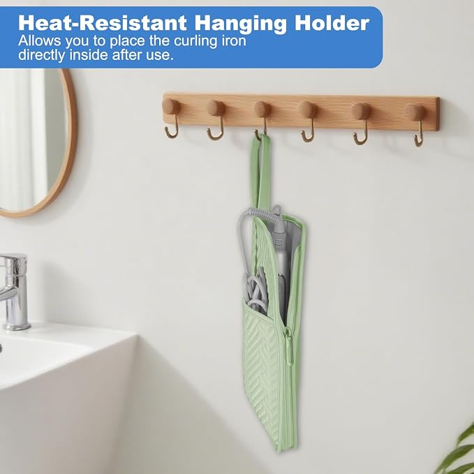 SITHON Hot Iron Holder & Mat, Heat Resistant Hair Tools Travel Bag Portable Hot - Image 3
