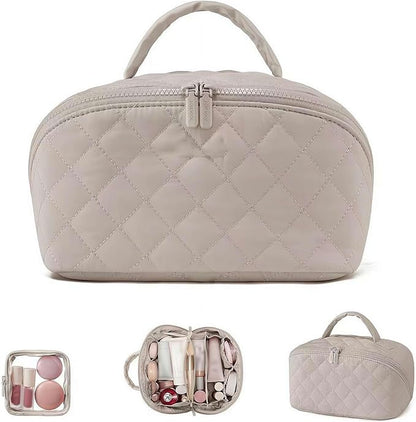 2026 Travel Makeup Bag for Women – 180° Lay-Flat Puffy Cosmetic Organizer by Unknown