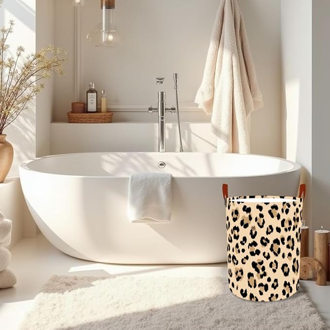 Laundry Baskets 15.7x19.7 Inch Large Classic Leopard Print Design Collapsible - Image 6