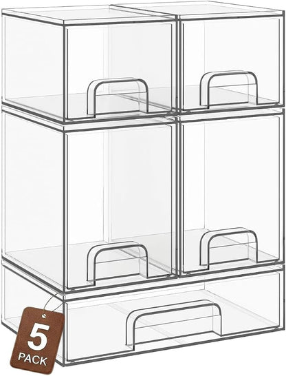 Clear Stackable Storage Drawers, Baby Bottle Organizers, Easily-Access Makeup by TIPGO