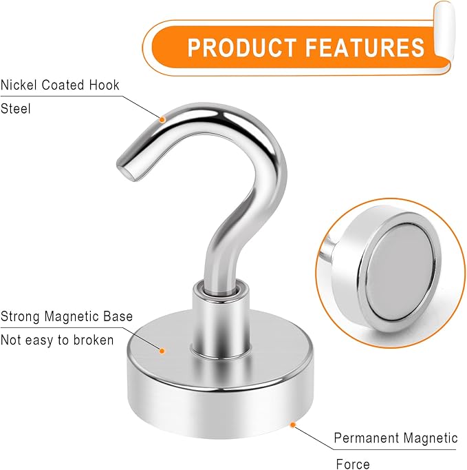 MIKEDE Magnetic Hooks Heavy Duty, 30Lbs Neodymium Magnets - Image 3