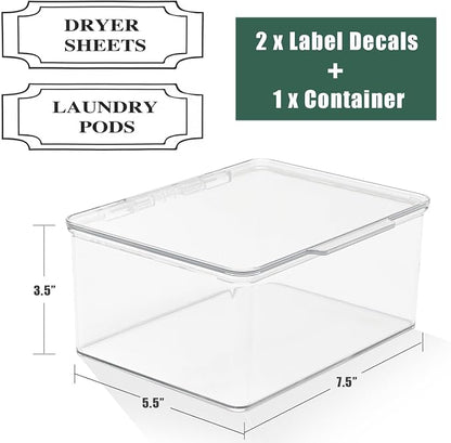 SSTATES Clear Acrylic Dryer Sheets Holder, Flip-top Laundry Pods Container - Image 4