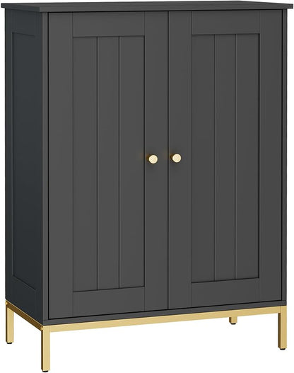 Homhedy Bathroom Storage Cabinet, Freestanding Floor Cabinet, Adjustable Shelves - Image 3