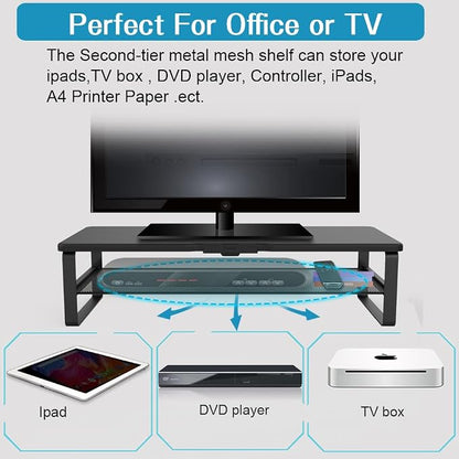 Monitor Stand with drawer, 2-Tier Monitor Stand Riser with Phone Holder and - Image 4