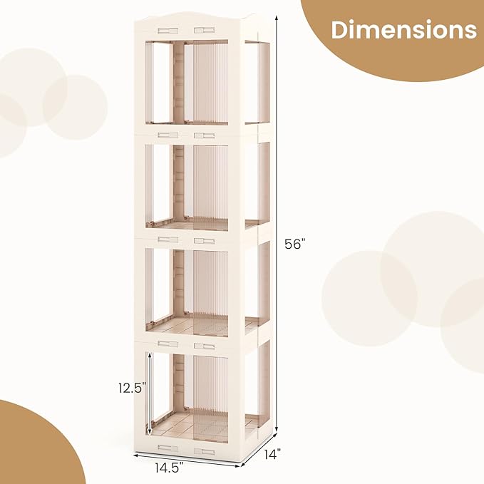 Giantex Foldable Rotating Bookshelf, 4-Tier Spinning Bookcase w/Swivel Base - Image 3