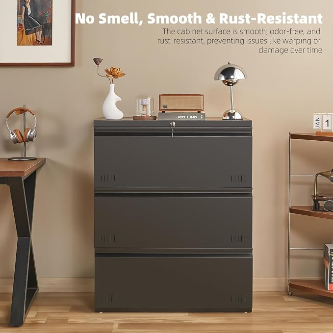 Metal File Cabinet with Lock, 3 Drawer Lateral File Cabinets - Image 7